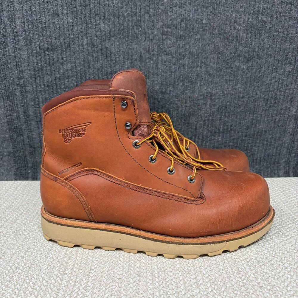 Red Wing Traction Tred Lite 6” Waterproof Safety Toe Boots Brown Leather 9.5 2E